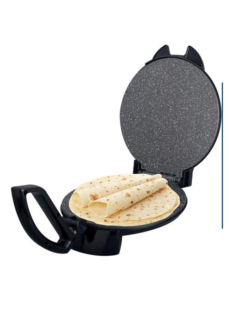 Generic - MATSU 10-Inch Electric Roti Maker – 1200W Non-Stick Chapati Press with Durable Stainless Steel Body, Adjustable Temperature Control Dial, Dual Indicator Lights for Power & Ready Status, Safety Lock Handle, Easy Cleaning Plates, Instruction Manual Included – 220-240V Home Kitchen Appliance for UAE - Image 1