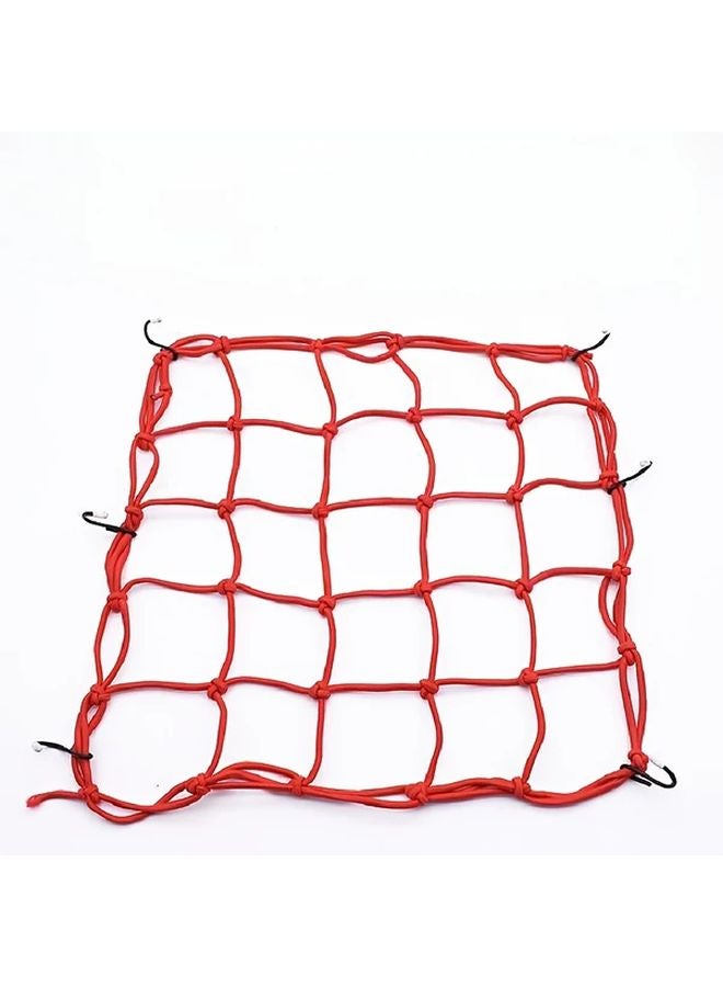 Red Heavy Duty Elastic Motorcycle Cargo Net Adjustable Hooks Small Mesh Trailers SUVs ATVs Bicycles - Image 1