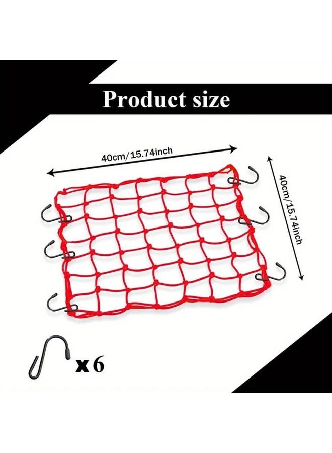 Red Heavy Duty Elastic Motorcycle Cargo Net Adjustable Hooks Small Mesh Trailers SUVs ATVs Bicycles - Image 5