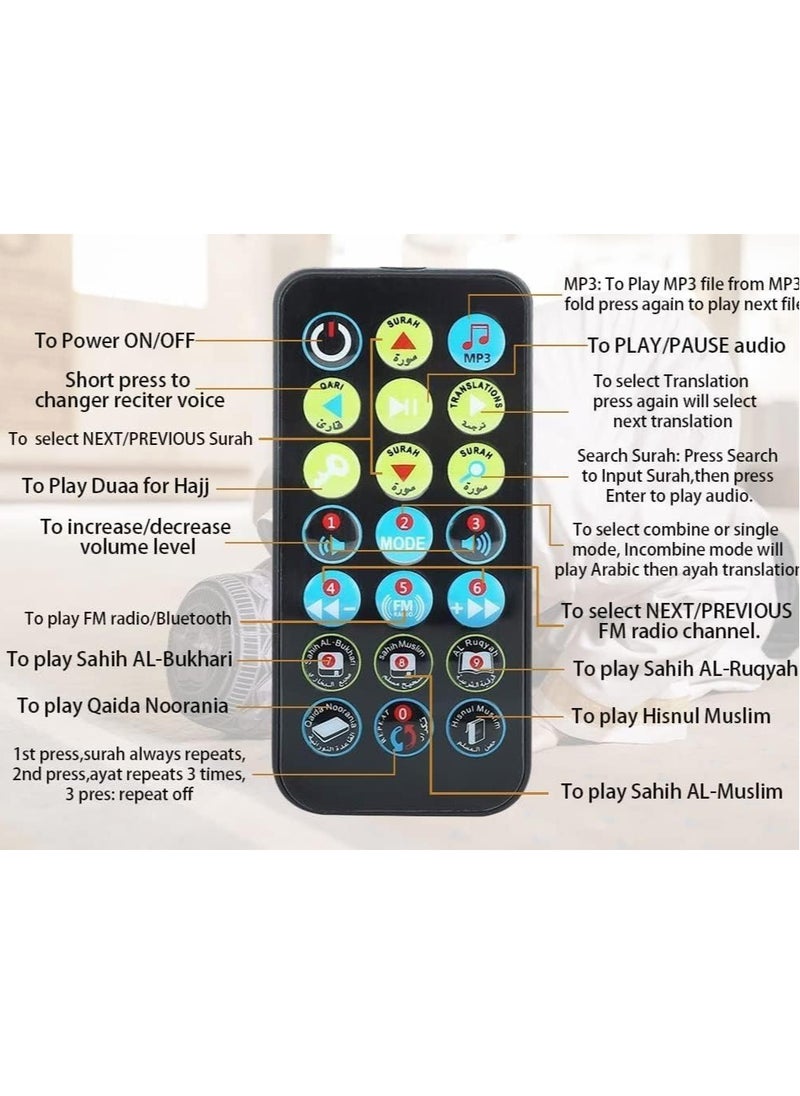 JAJEEK "SQ200 Portable Bluetooth Quran Speaker – 8GB MP3 Player with Remote Control, FM Radio, and Quran Translation (Blue)"  - Image 4