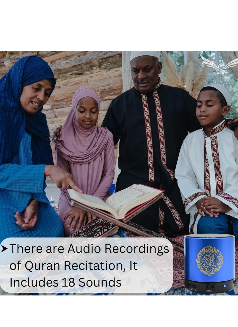 JAJEEK - "SQ200 Portable Bluetooth Quran Speaker – 8GB MP3 Player with Remote Control, FM Radio, and Quran Translation (Blue)" - Image 1