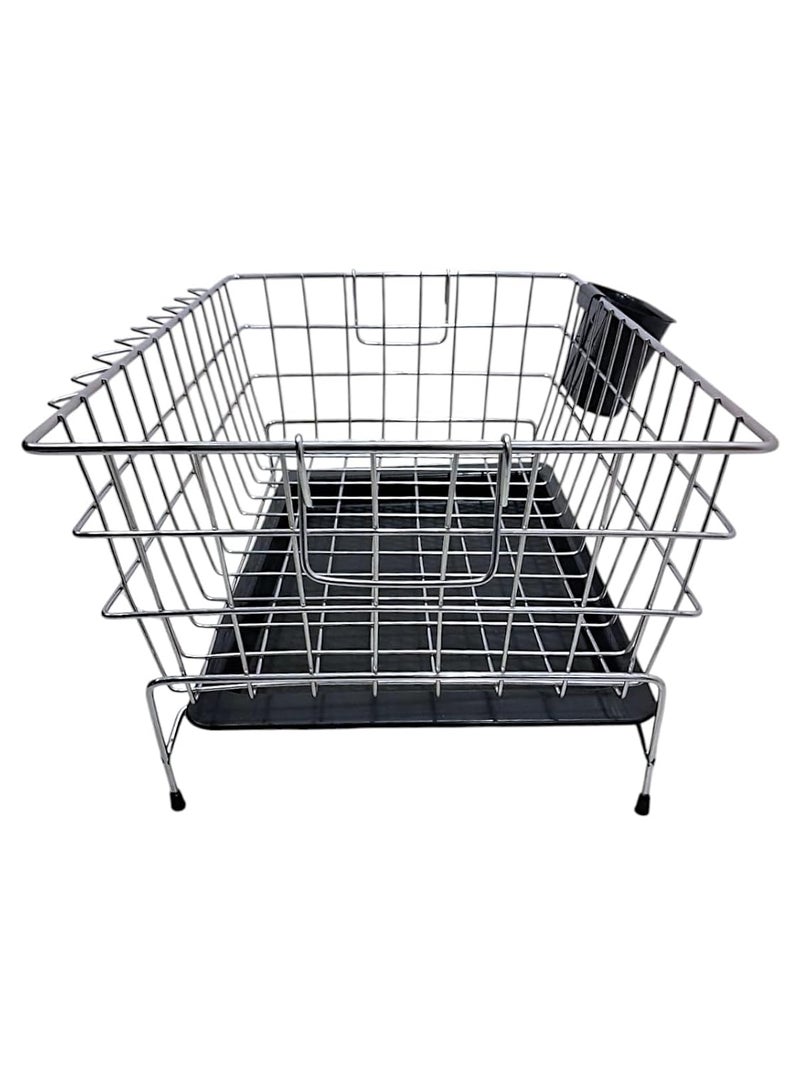 Tinbell Stainless Steel Dish Drainer Basket with Draining Tray Cutlery Holder Rust Free Chrome Finish Kitchen Utensil Organiser Color Silver - Image 5