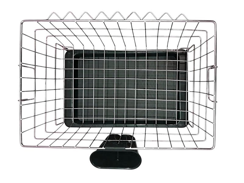 Tinbell Stainless Steel Dish Drainer Basket with Draining Tray Cutlery Holder Rust Free Chrome Finish Kitchen Utensil Organiser Color Silver - Image 2