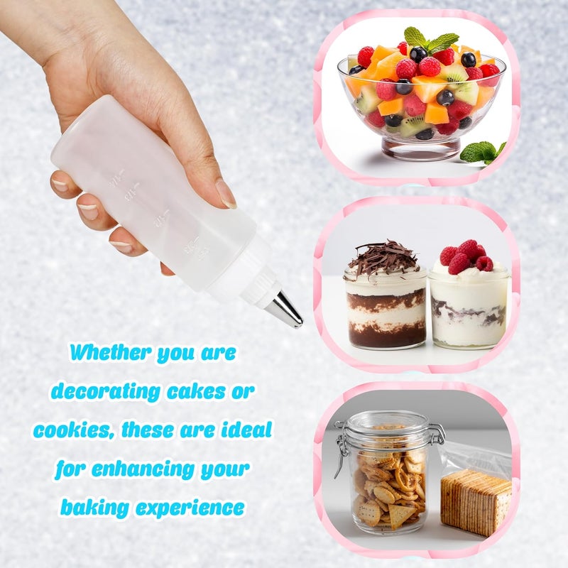 Conagel 9 Pcs 6 oz Plastic Squeeze Applicator Writer Bottles Cookie Icing Bottles Cake Sugar Cookie Decorating Supplies -for Food Coloring Frosting Pancake Arts - Image 4