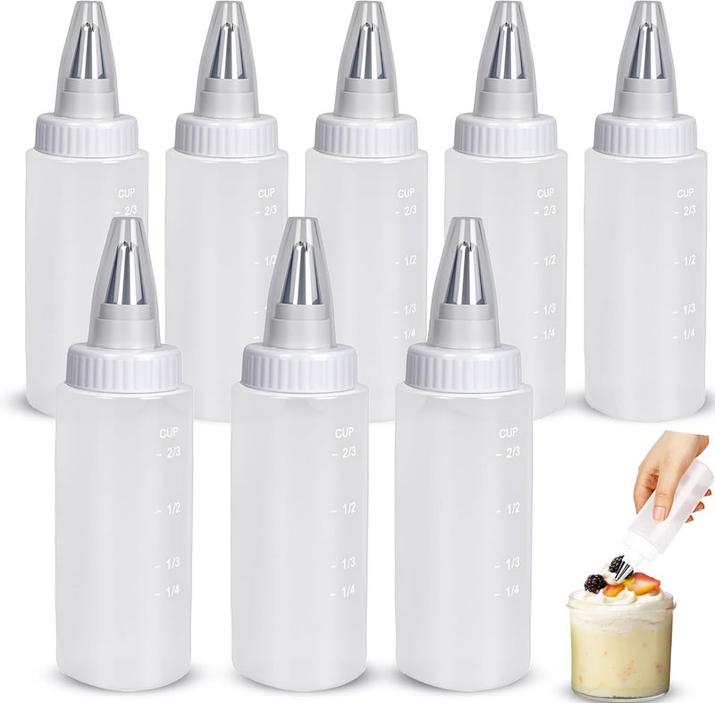 Conagel 9 Pcs 6 oz Plastic Squeeze Applicator Writer Bottles Cookie Icing Bottles Cake Sugar Cookie Decorating Supplies -for Food Coloring Frosting Pancake Arts - Image 1