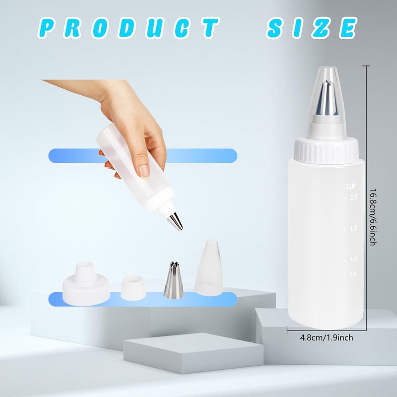 Conagel 9 Pcs 6 oz Plastic Squeeze Applicator Writer Bottles Cookie Icing Bottles Cake Sugar Cookie Decorating Supplies -for Food Coloring Frosting Pancake Arts - Image 2