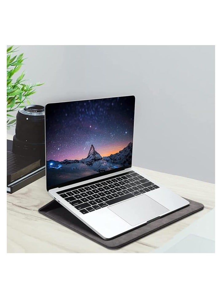 موسيسو شنطة لاب توب متوافقة مع ماك بوك اير 13 بوصة 2018-2021 A2337 M1 A2179 A1932، ماك بوك برو 13 A2338 M1 A2289 A2251 A2159 A1989 A1706 A1708 حالة غطاء قلاب من جلد PU غير لامع مع شنطة صغيرة، رمادي
