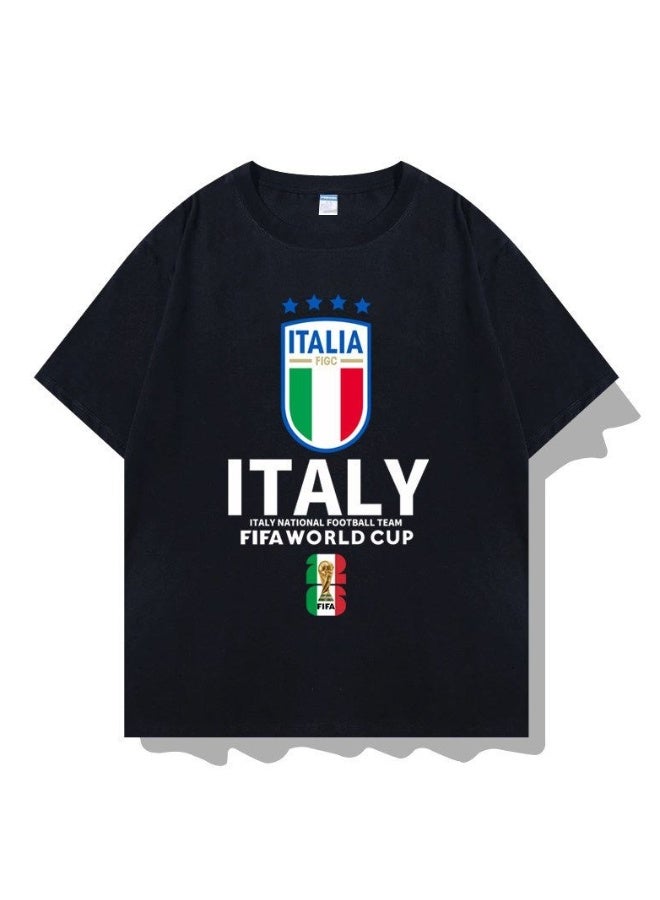 FIFA World Cup Italy Football World Cup Graphic Black T-Shirt-XXXL - Image 1