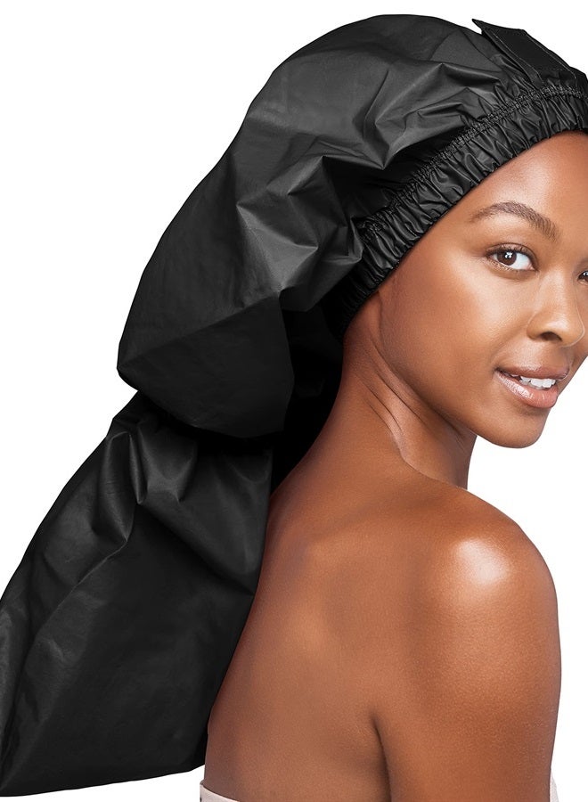 Red by Kiss Essential Super Large Waterproof Braid Shower Cap, Reusable Caps with Elastic Band - Image 1