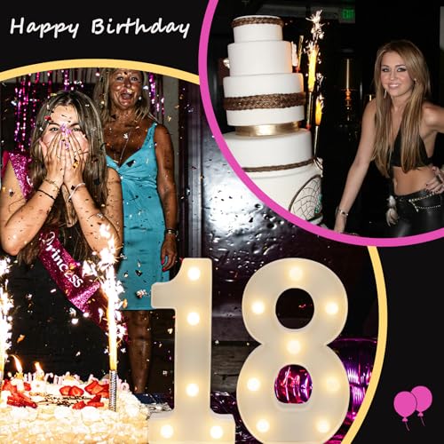 IFDGCTK LED 18 Marquee Number Lights, Warm White Decorative LED Light Up Numbers, Battery Operated, for Girls Boys 18th Birthday Party, Graduation, Gifts, Anniversary, Wedding, Home, Bar Decor - Image 4