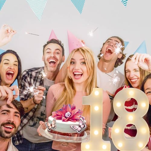 IFDGCTK LED 18 Marquee Number Lights, Warm White Decorative LED Light Up Numbers, Battery Operated, for Girls Boys 18th Birthday Party, Graduation, Gifts, Anniversary, Wedding, Home, Bar Decor - Image 3