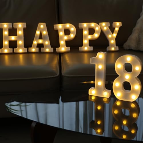 IFDGCTK LED 18 Marquee Number Lights, Warm White Decorative LED Light Up Numbers, Battery Operated, for Girls Boys 18th Birthday Party, Graduation, Gifts, Anniversary, Wedding, Home, Bar Decor - Image 5