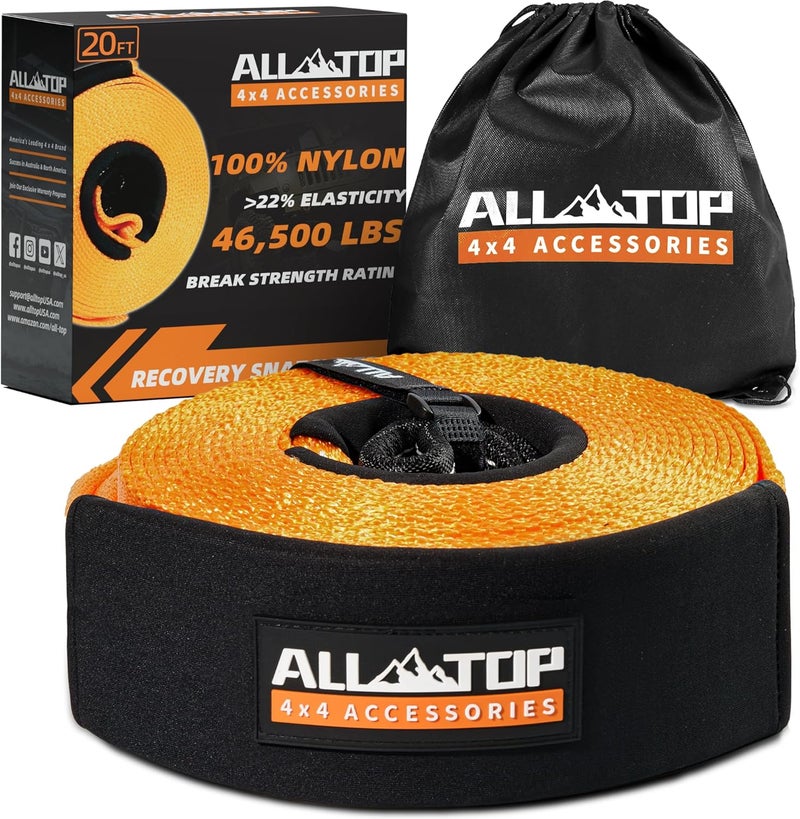 ALL-TOP Recovery Strap, 4in x 20ft - 46500Lbs, Extreme Duty 100% Nylon Kinetic Towing Recovery Strap - Image 1