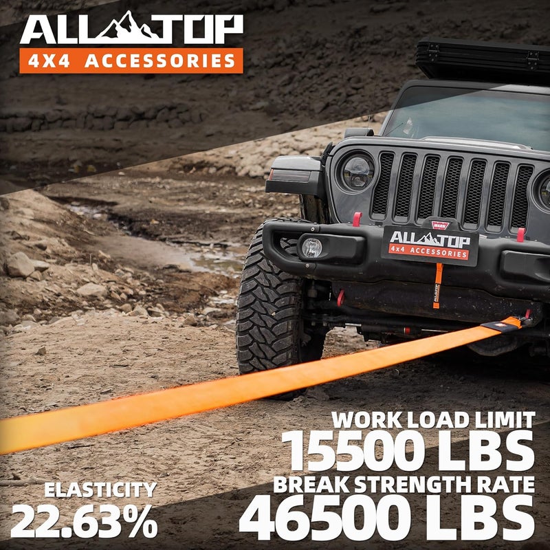 ALL-TOP Recovery Strap, 4in x 20ft - 46500Lbs, Extreme Duty 100% Nylon Kinetic Towing Recovery Strap - Image 2