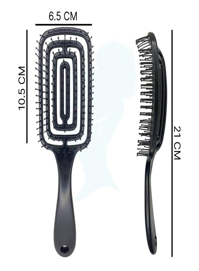 JIFFIX 5-in-1 Hair Comb & Mirror Set | Detangling Hair Brush, Styling, Wide Tooth, Tail Comb & Hand Mirror | Unisex Comb Set for Men, Women & Kids | Durable ABS Plastic (Curved Balck) - Image 2