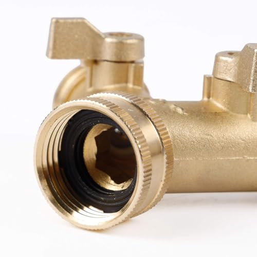 Triumpeek 3/4" Brass 2 Way Hose Splitter, Brass 2 Way Garden Hose Connector with 2 Pcs Garden Hose Coiled Spring Protectors and 6 Rubber Washers - Image 5