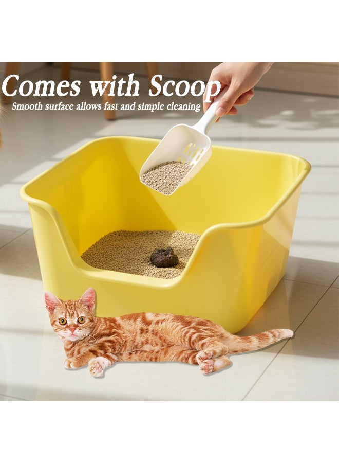 NNC PETS Large cat litter box with High sides, Extra deep, Durable plastic box, & Indoor cat litter tray, 64 cm open design for all cats, reduces odor, low entry & Non-stick interior, Easy-wipe (Yellow) - Image 3