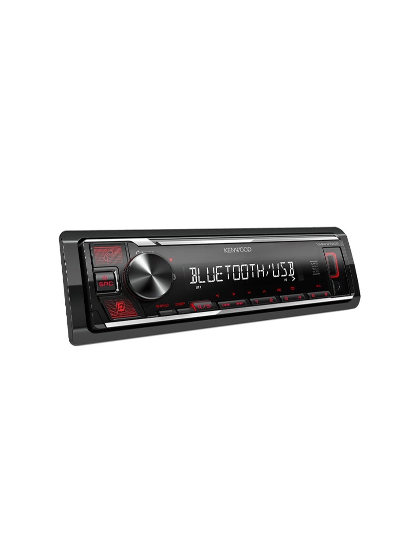 كينوود جهاز استقبال الوسائط الرقمية المدمج Kenwood KMM-BT208 - ستيريو سيارة أحادي DIN مزود بتقنية بلوتوث ومنافذ USB/AUX - Image 1