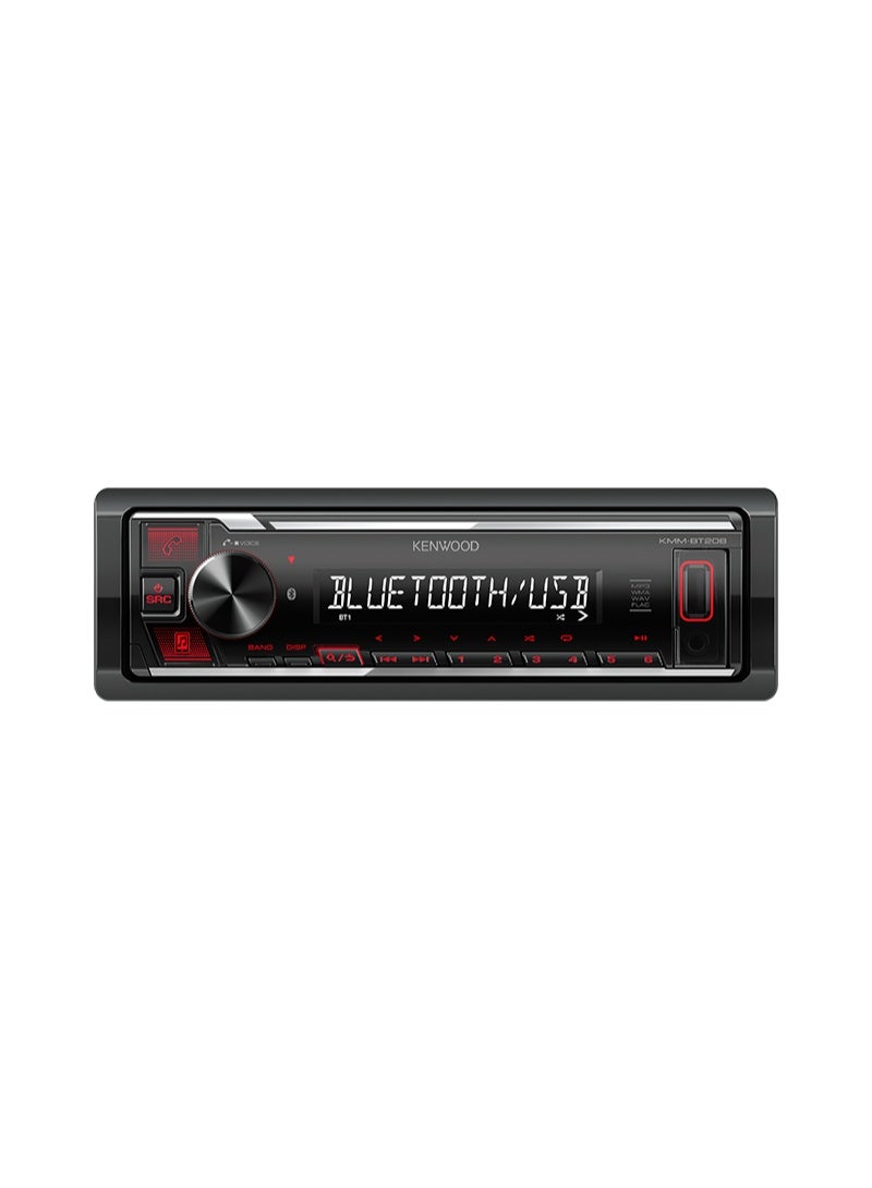 كينوود جهاز استقبال الوسائط الرقمية المدمج Kenwood KMM-BT208 - ستيريو سيارة أحادي DIN مزود بتقنية بلوتوث ومنافذ USB/AUX - Image 2
