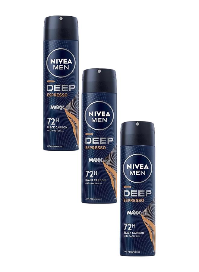 Nivea Deep Black Carbon Espresso Antiperspirant 150ml 150ml  Pack of 3 - Image 1