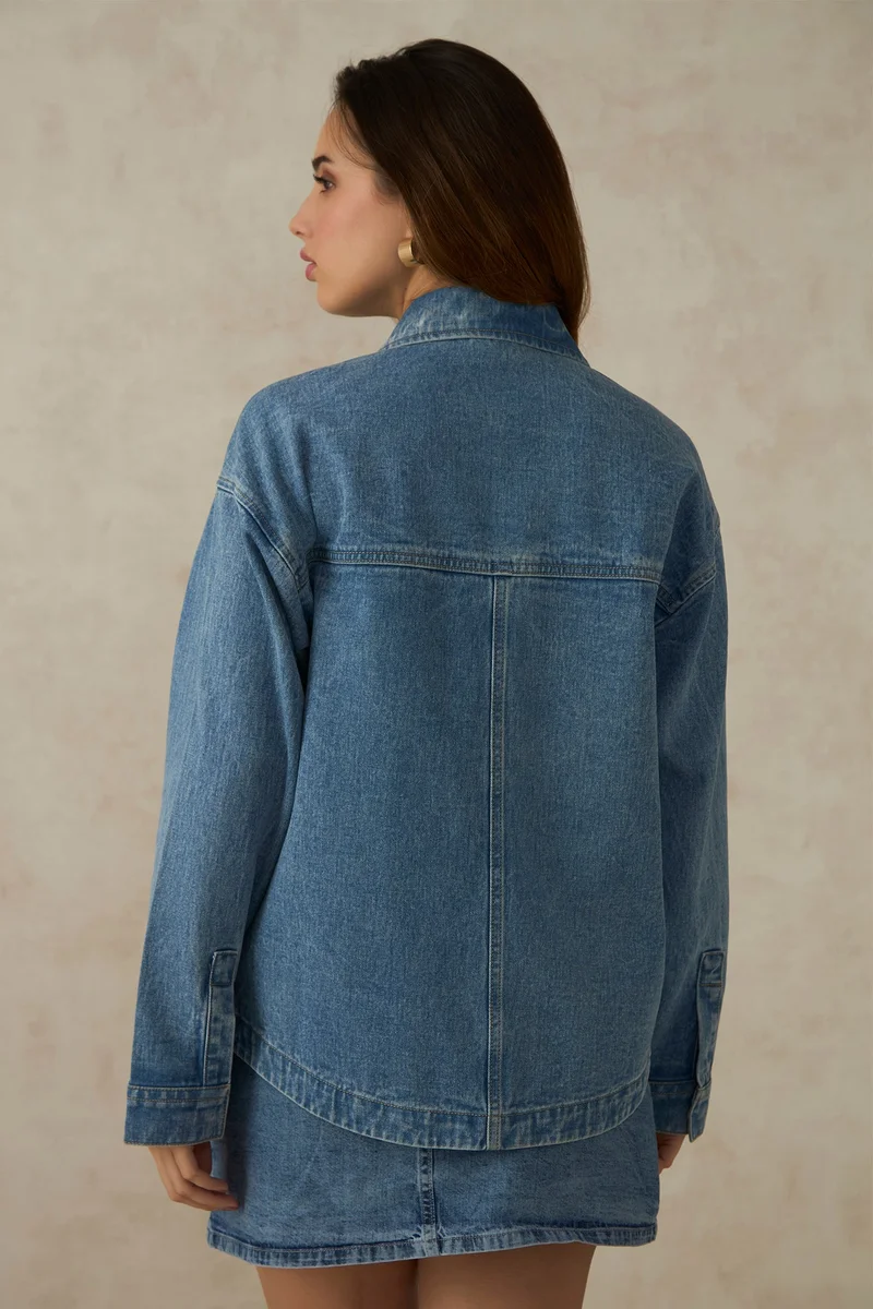 فيرجيو Cotton Drop Shoulder Trucker Vacation Jackets for Women
