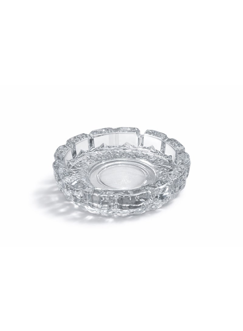Luxury Classic Clear Glass Ashtray - Intricate Carved Design with Heavy Base - Elegant Decor for Home & Office. - Image 1