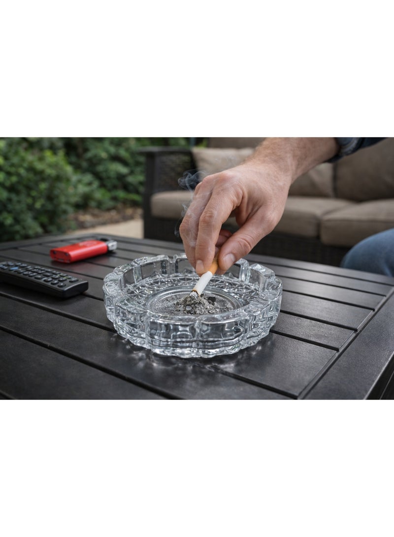 Luxury Classic Clear Glass Ashtray - Intricate Carved Design with Heavy Base - Elegant Decor for Home & Office. - Image 2