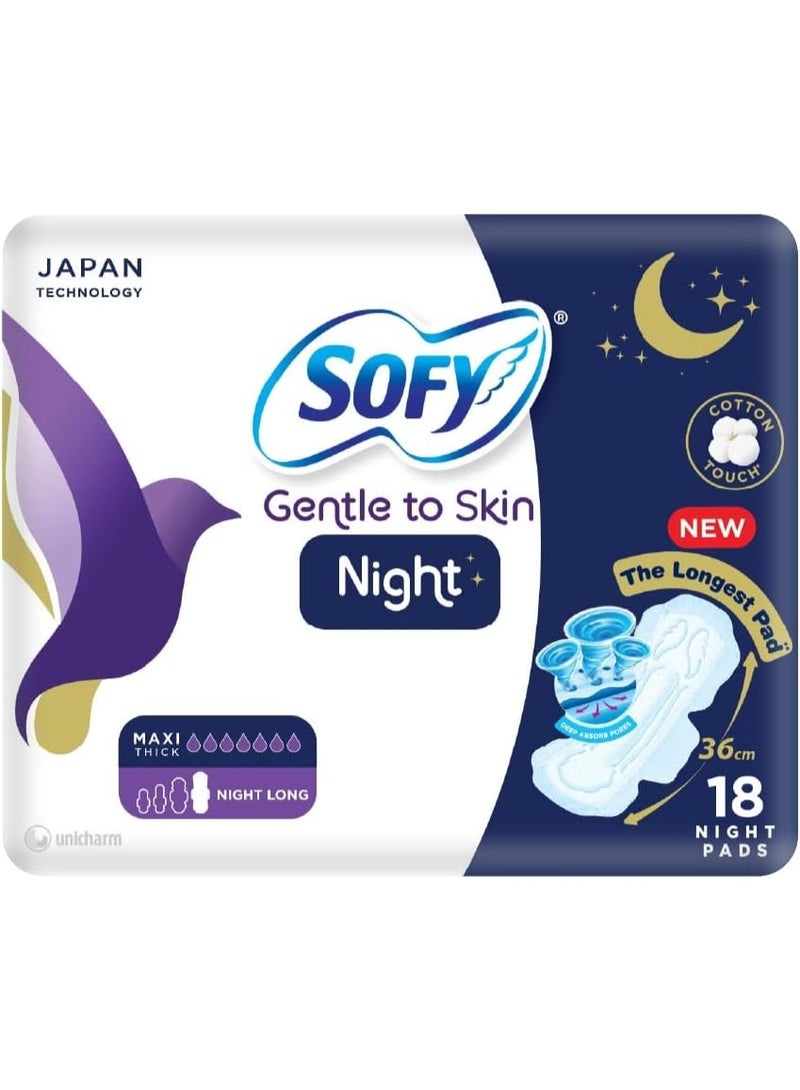 Sofy Night Comfort Sanitary Pads Night Long 18 pcs – Extra Long Overnight Protection & Leak Guard