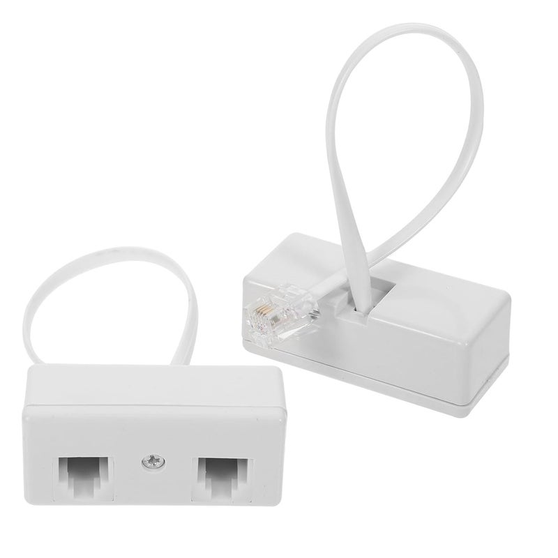 قطعتان من مقسم خط الهاتف RJ11 محول لاستخدام الهاتف الأرضي في المكتب أو المنزل - Image 2