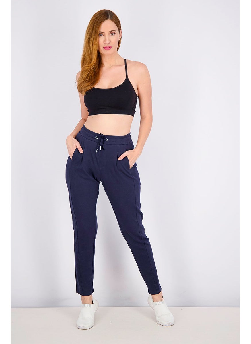 Tchibo Women Stretchable Jogger Pants, Navy Blue  - Image 4