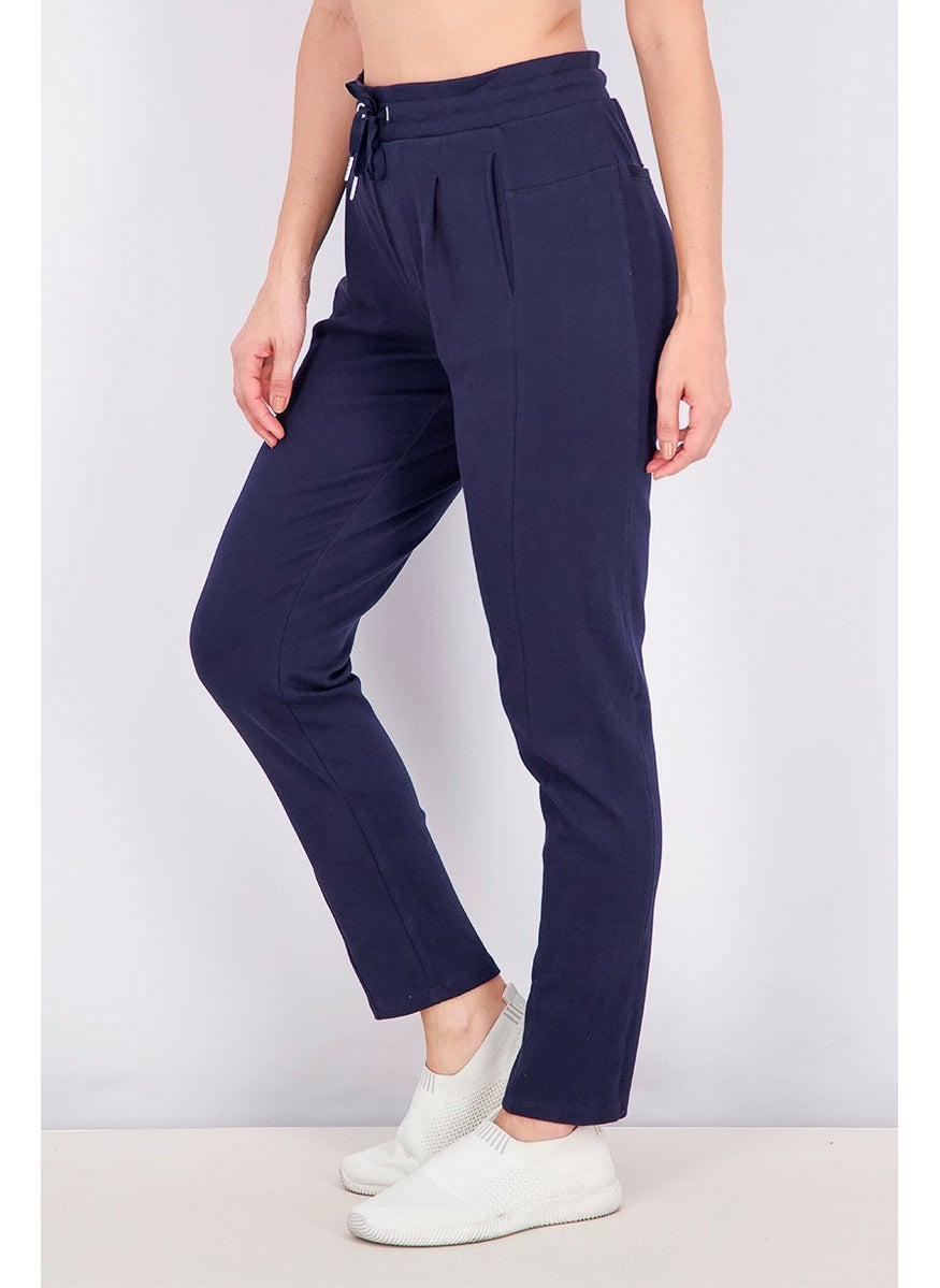 Tchibo Women Stretchable Jogger Pants, Navy Blue  - Image 3
