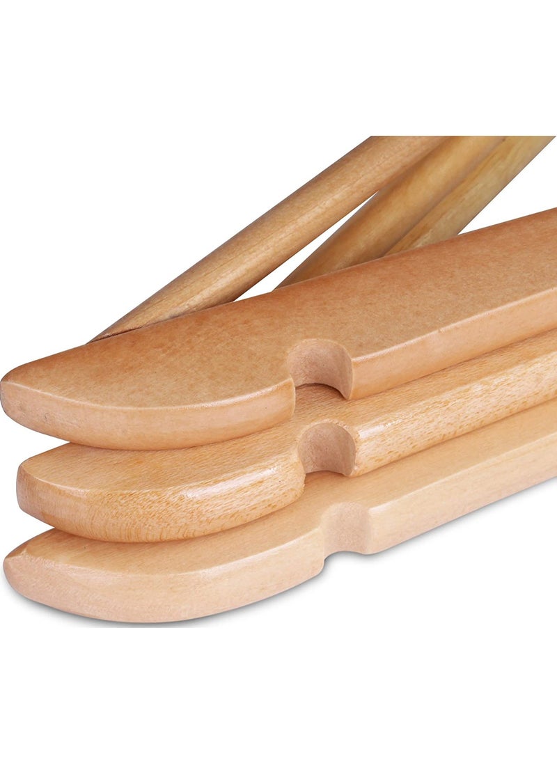 Solid Wood Suit Hangers with Non Slip Bar and Precisely Cut Notches 360 Degree Swivel Chrome Hook Natural Finish Super Sturdy and Durable Wooden Hangers