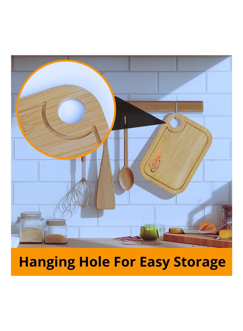 Cookgen Large Bamboo Cutting Board for Kitchen – Extra Thick, Durable & Reversible Chopping Board for Meat, Vegetables, and Cheese – Juice Grooves & Handle for Easy Use and Storage  - Image 4