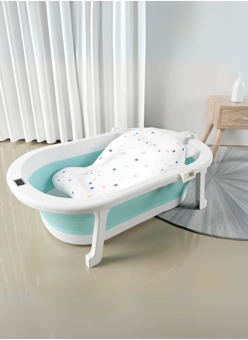 Moms Magic Foldable Bathtub with Thermometer – Storage Box, Easy to Clean, Color-Changing Water Plug, Comfortable for Babies to Sit or Lie Down  - Image 2