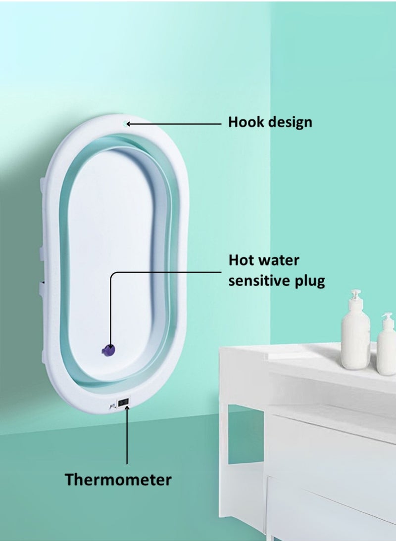 Moms Magic Foldable Bathtub with Thermometer – Storage Box, Easy to Clean, Color-Changing Water Plug, Comfortable for Babies to Sit or Lie Down  - Image 4