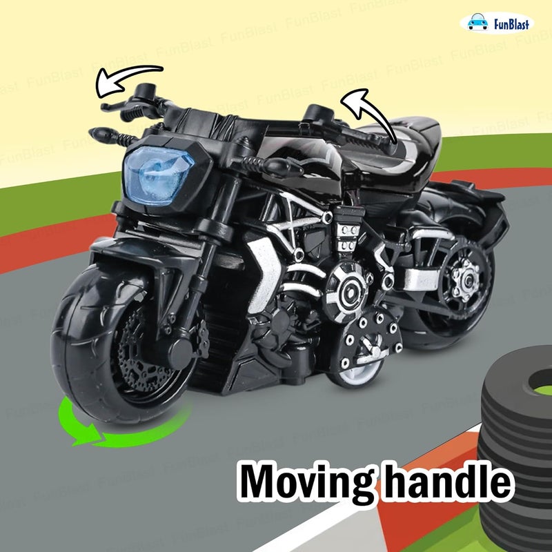 FunBlast لعبة دراجة للأطفال – نموذج مصغر مقاس 1:36 من دراجات نارية مصنوعة من الصب، ألعاب دراجات نارية تعمل بالاحتكاك، ألعاب دراجات واقعية للأطفال من عمر 3 سنوات فما فوق، للبنات والأولاد (أسود) - Image 4