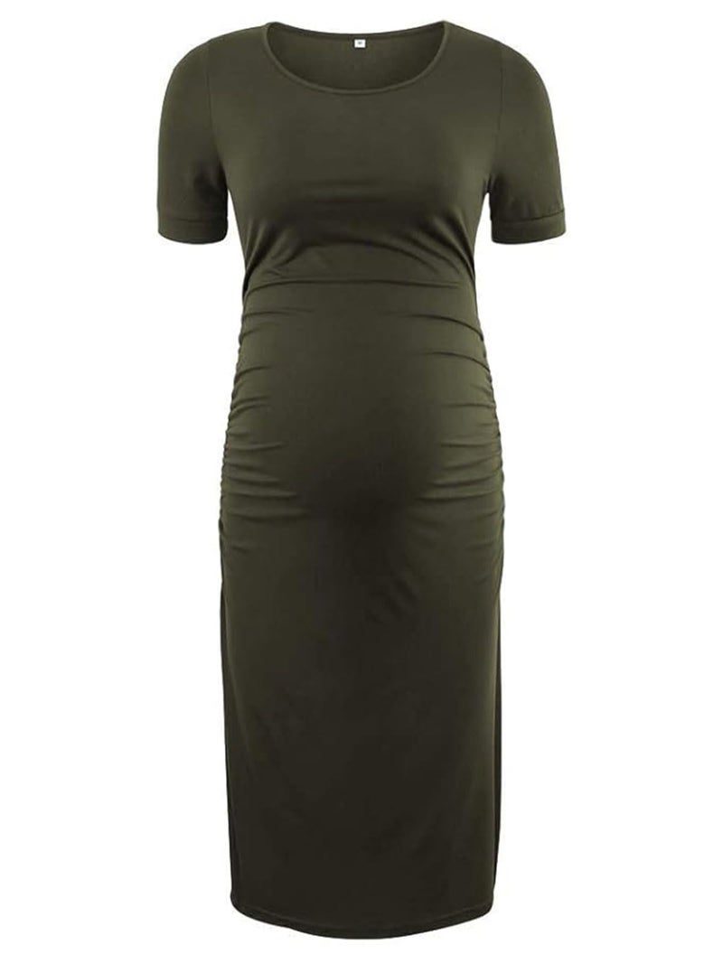 Liu & Qu Women's Maternity Bodycon Ruched Side Dress Casual Short & 3/4 Sleeve Dress for Daily Wearing Or Baby Shower - Image 3
