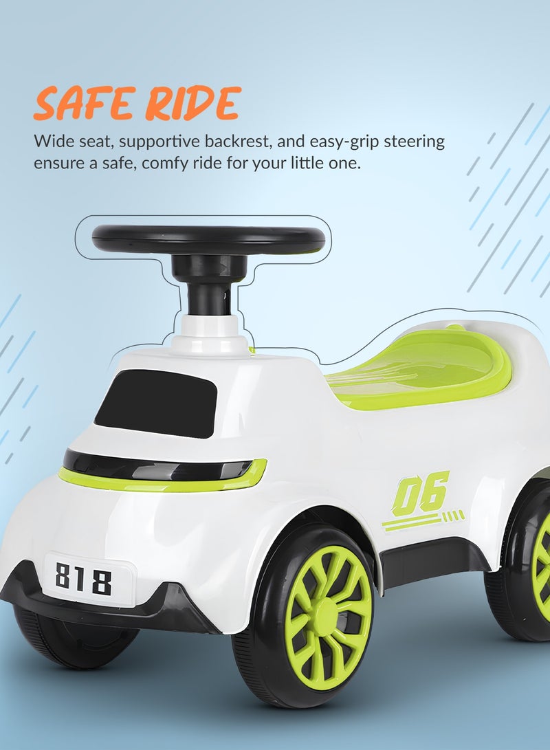 BAYBEE Cruzo Baby Ride on Car for Kids, Ride on Baby Car with Lights, Music, and Storage Space | Kids Push Car for Baby | Children Push Ride on Car for Kids Toddlers 1 to 3 Years Boy Girl Green - Image 4