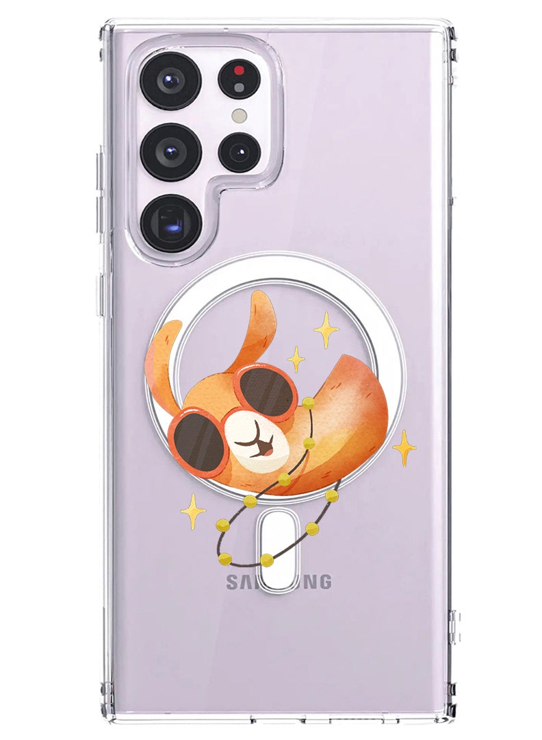 Theodor Magnetic Case for Samsung Galaxy S23 Ultra 6.8-inch Compatible with MagSafe Wireless Charging, Shockproof Phone Bumper Cover Camel wearing goggles - Image 1
