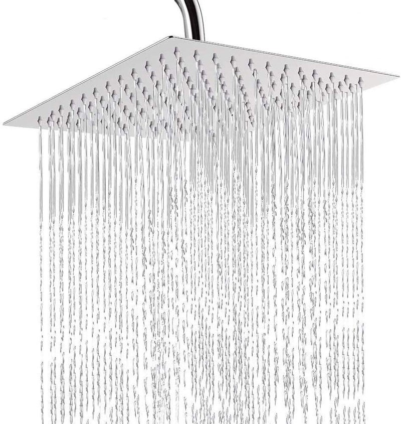 MLD MLD Ultra Thin SS Square 250mm (10" X 10" Approx.) Hi Gloss Mirror Polish Rain Shower Head with 229mm (9") Long SS Square Shower arm Combo,Free TAFLON TAP - Image 1