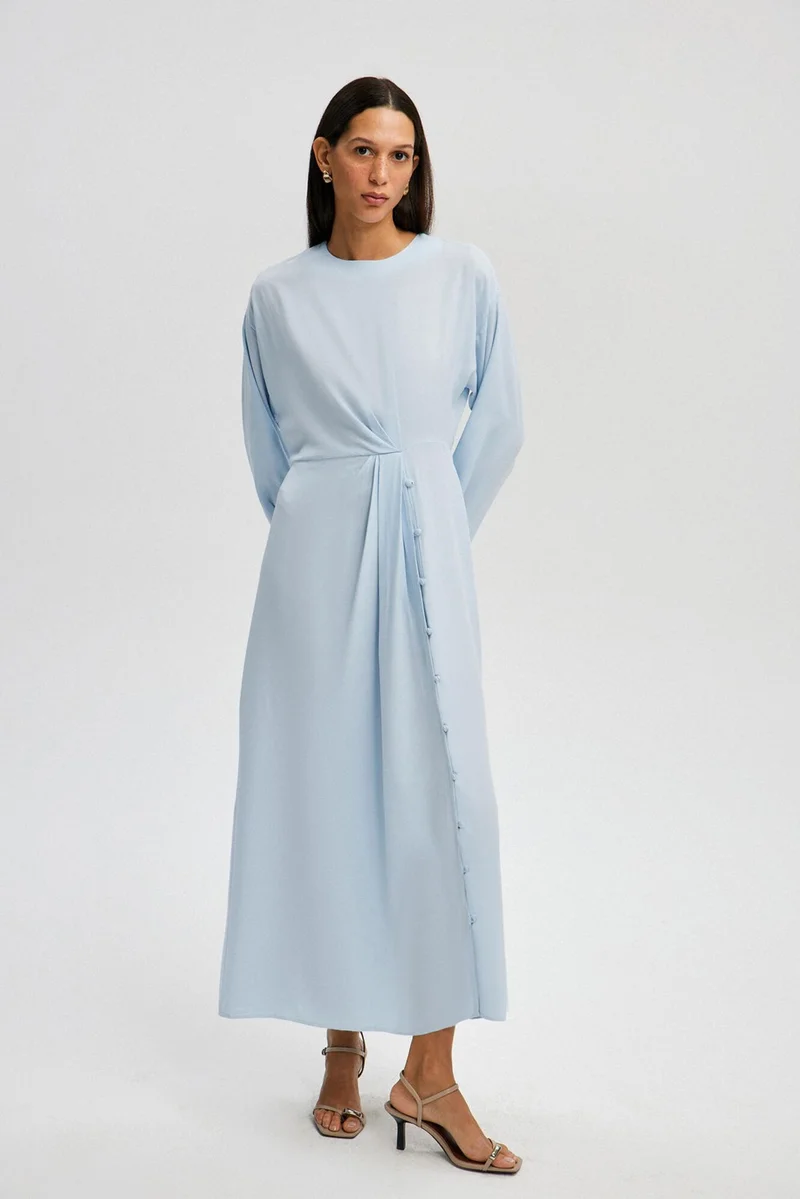 Touche Button Detailed Viscose Dress