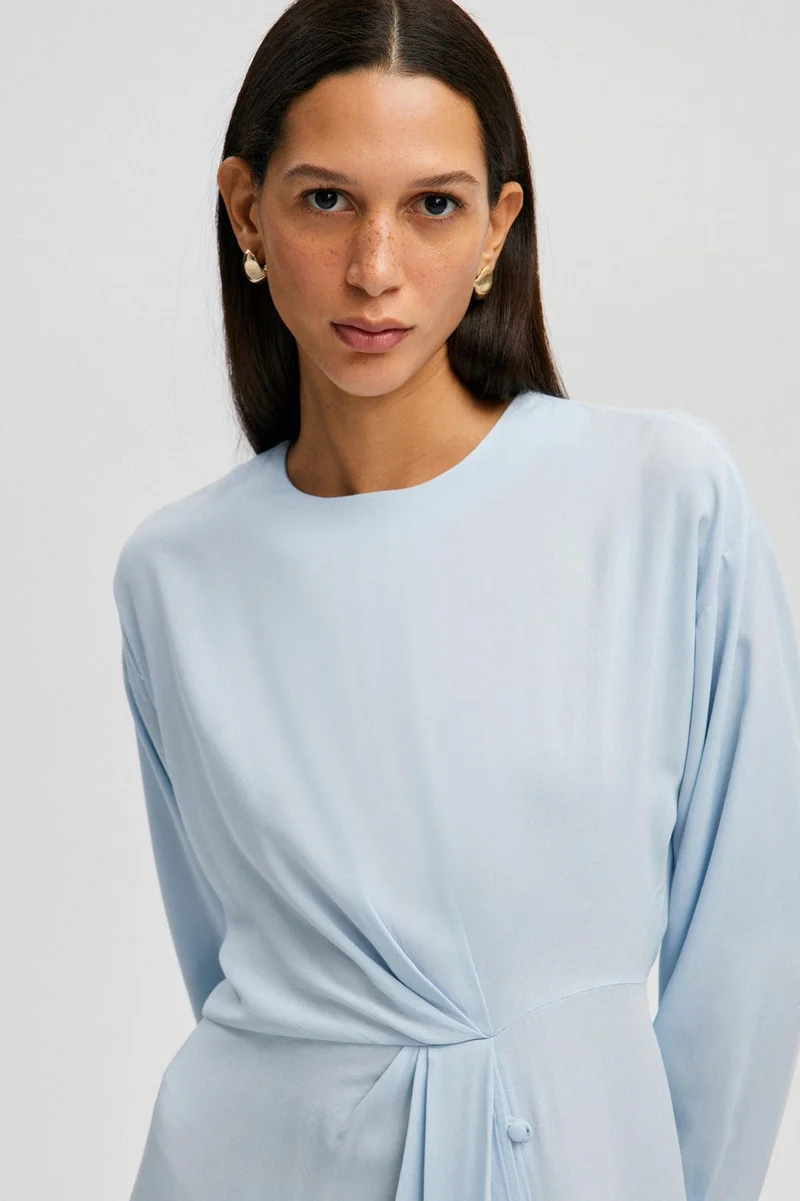 Touche Button Detailed Viscose Dress