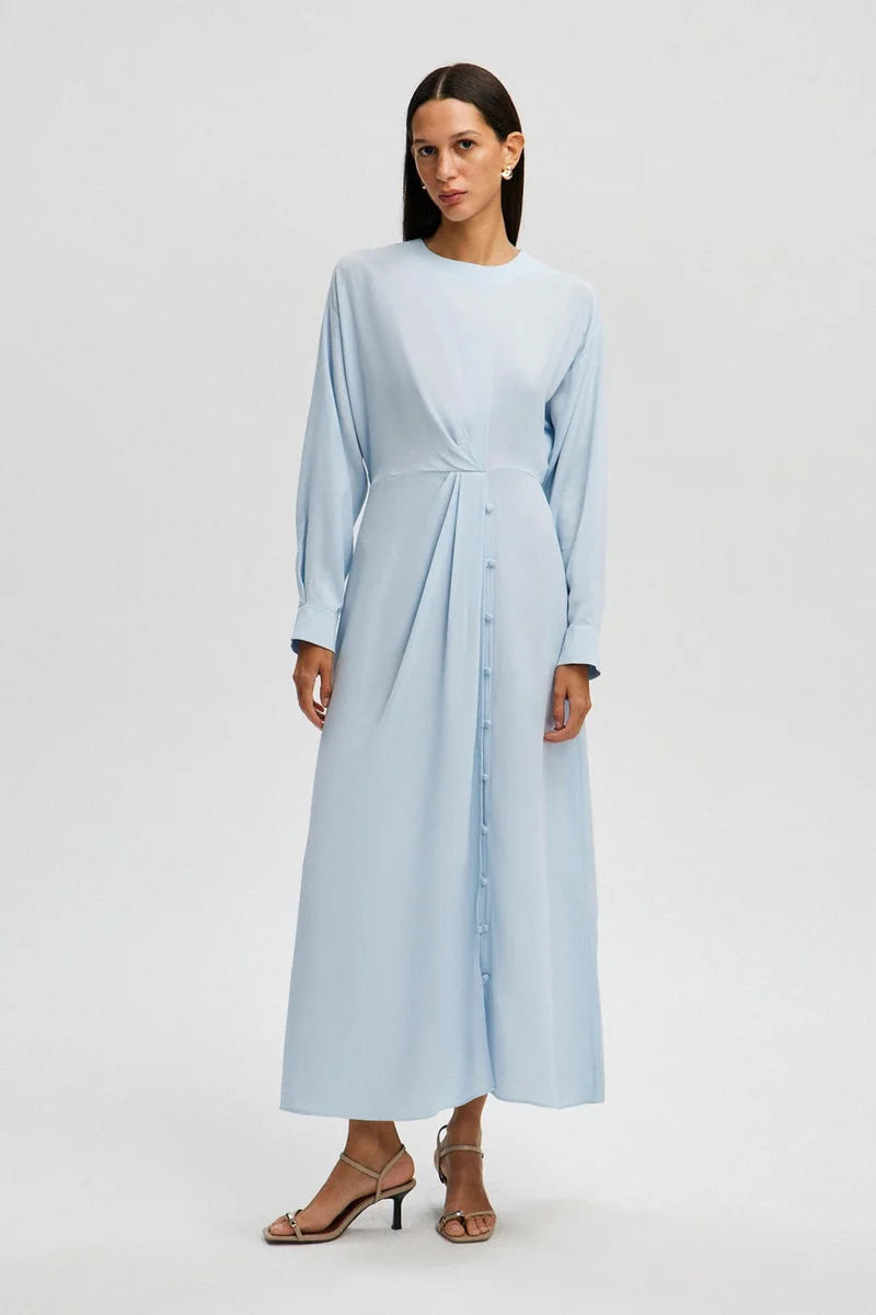 Touche Button Detailed Viscose Dress
