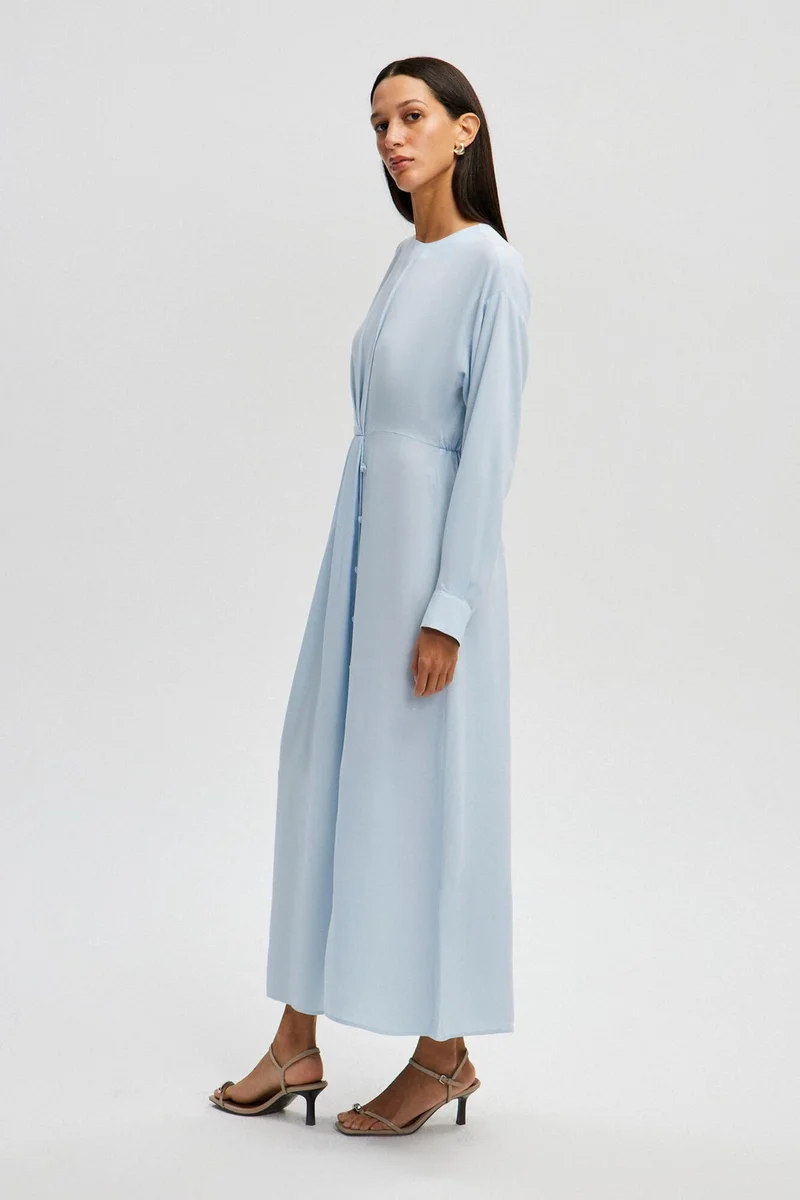 Touche Button Detailed Viscose Dress