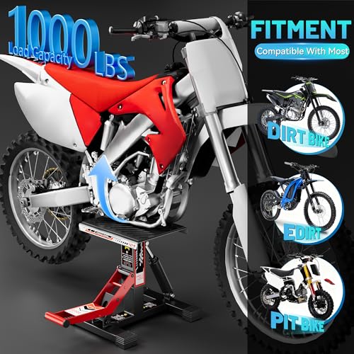 BAOUFF Dirt Bike Stand,Widen 1000Lbs Capacity Hydraulic Motorcycle Lift Jack Hoist Table Adjustable Lifting Ideal for E Dirtbike Pit Mini Bike Repair&Maintainance Accessories - Image 4