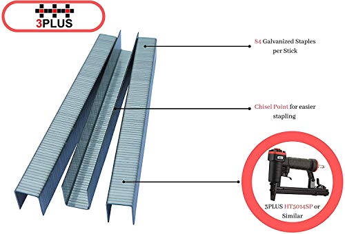 3PLUS T50/14 20 Gauge 3/8-Inch(10.6mm) Crown 9/16-Inch Leg Length Galvanized Fine Wire Staples, 5,000 per Box - Image 3