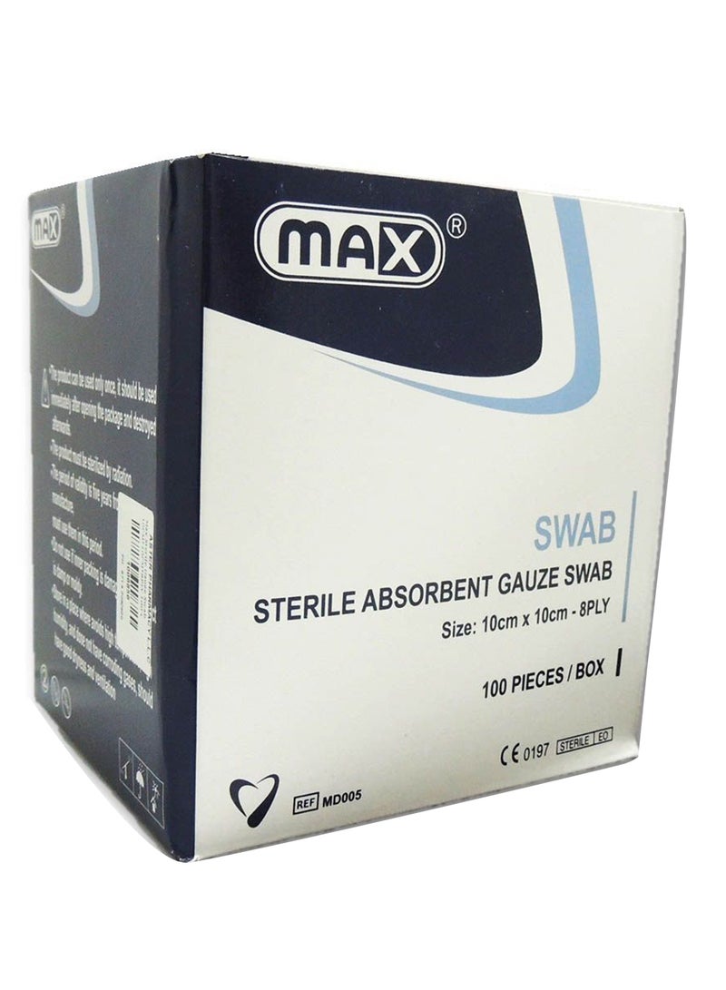 Max شاش معقم ماص 10 سم × 10 سم 8 طبقات 100 قطعة