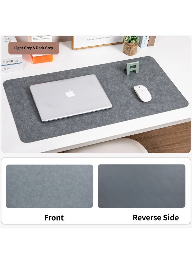 وسادة مكتب جلدية مزدوجة الجوانب، وسادة ماوس مكتب من جلد البولي يوريثان غير قابلة للانزلاق، واقي مكتب غير قابل للانزلاق، سهل التنظيف، (رمادي 80 سم "× 40 سم") - Image 2