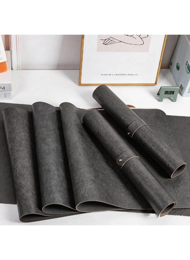 وسادة مكتب جلدية مزدوجة الجوانب، وسادة ماوس مكتب من جلد البولي يوريثان غير قابلة للانزلاق، واقي مكتب غير قابل للانزلاق، سهل التنظيف، (رمادي 80 سم "× 40 سم") - Image 3