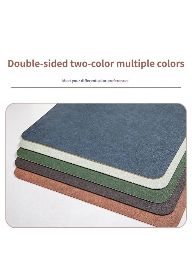 وسادة مكتب جلدية مزدوجة الجوانب، وسادة ماوس مكتب من جلد البولي يوريثان غير قابلة للانزلاق، واقي مكتب غير قابل للانزلاق، سهل التنظيف، (رمادي 80 سم "× 40 سم") - Image 5